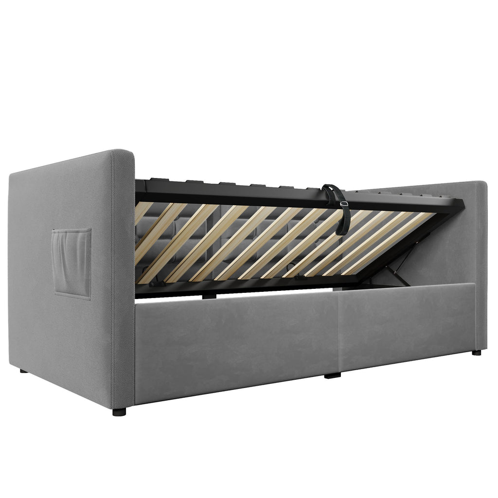 Upholstered Daybed With Hydraulic Storage And USB / Type - C Charging