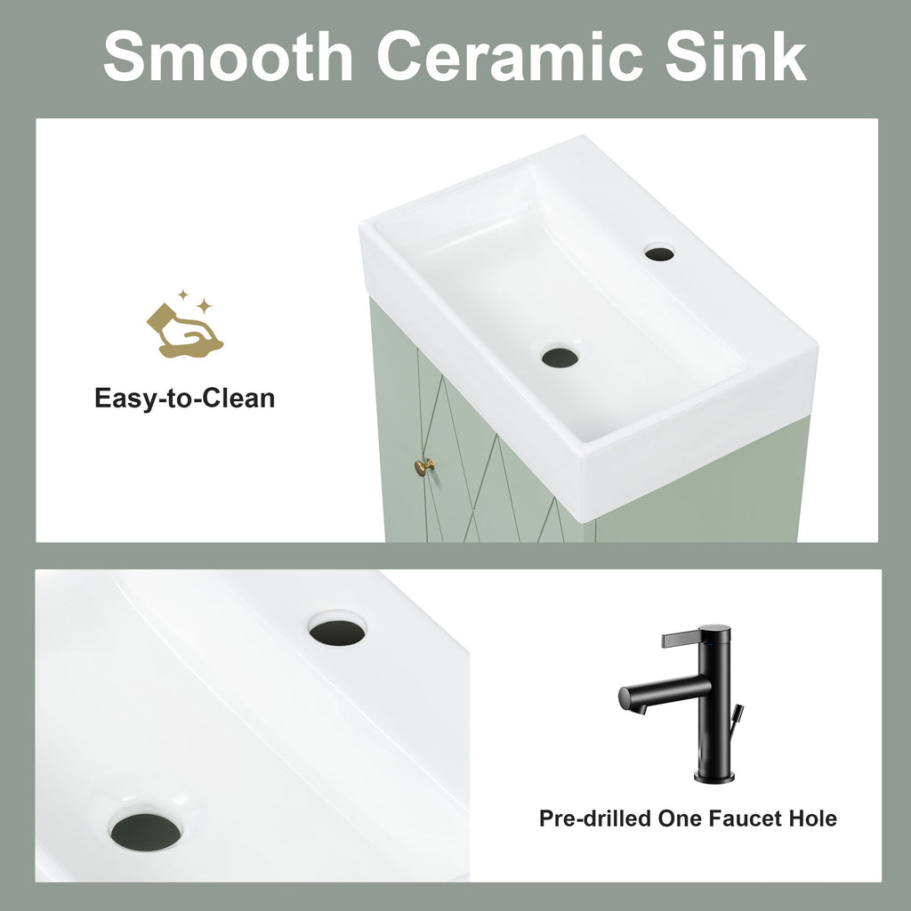 Modern Bathroom Vanity With Sink, Diamond Pattern Doors