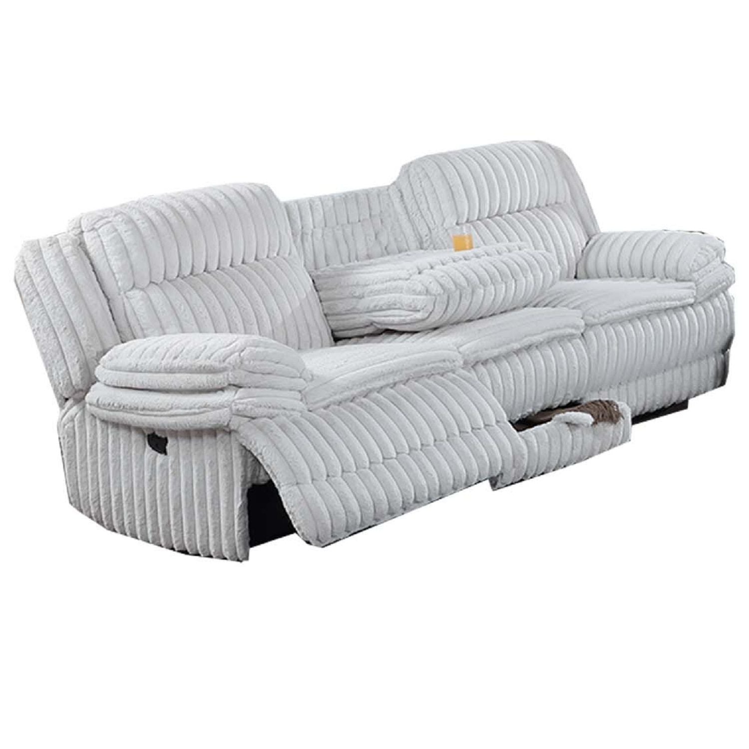 Motion Recliner Sofa With Fold-Down Table, Manual Recline, Charging Station & Cup Holders