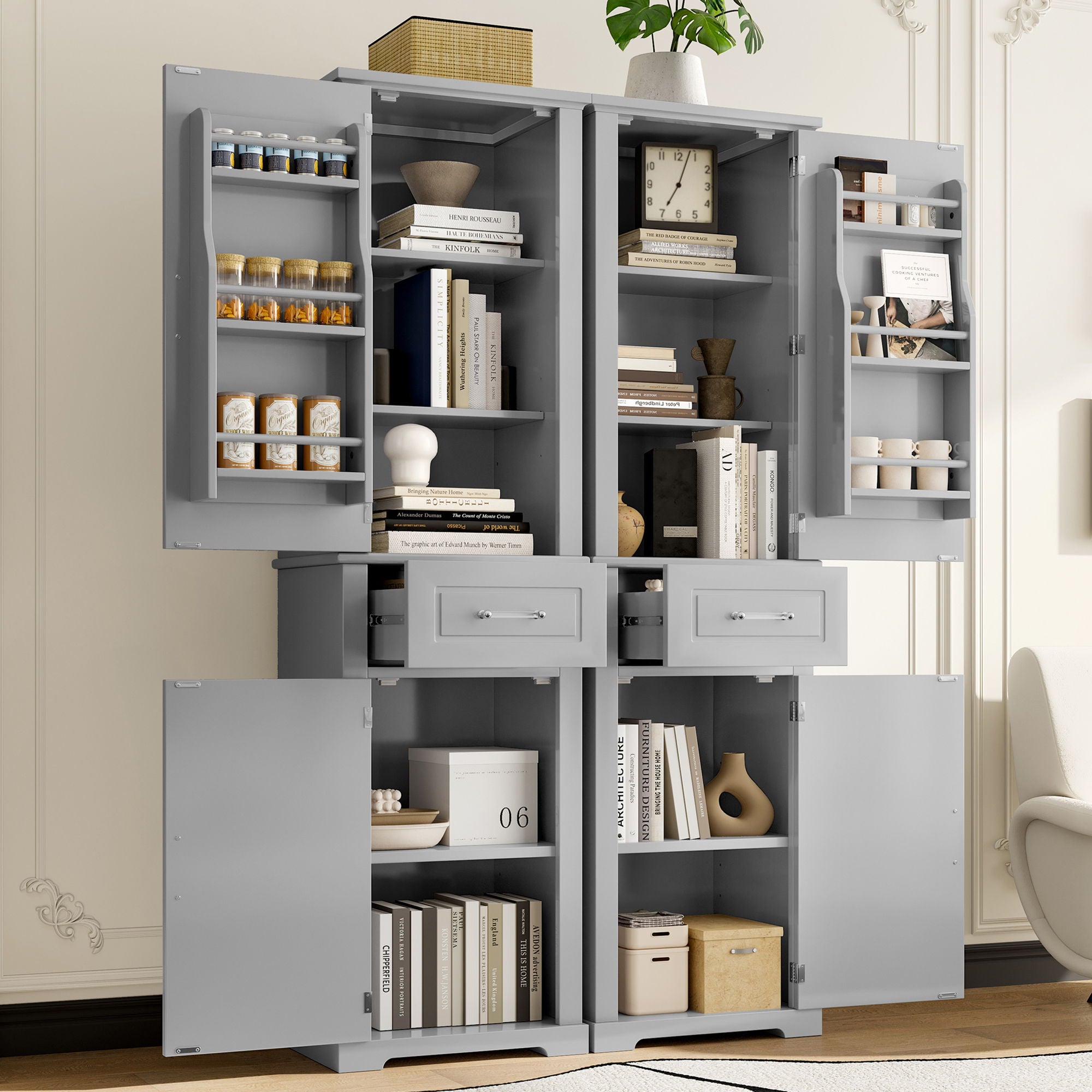 Tall Freestanding Bathroom Storage Cabinet With Adjustable Shelf, 2 Door Design