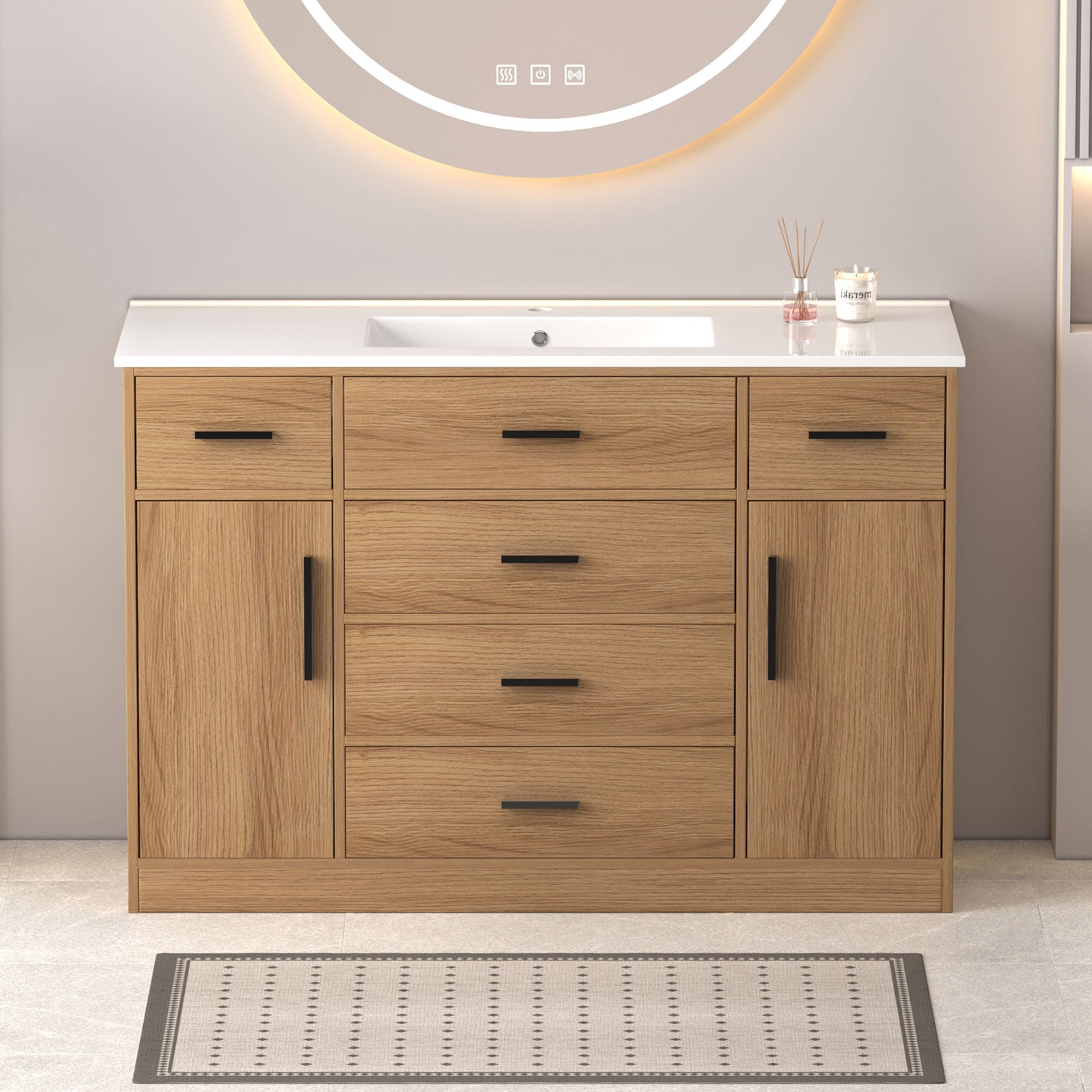Bathroom Vanity With Abundant Storage 2 Soft Close Doors And 6 Drawers