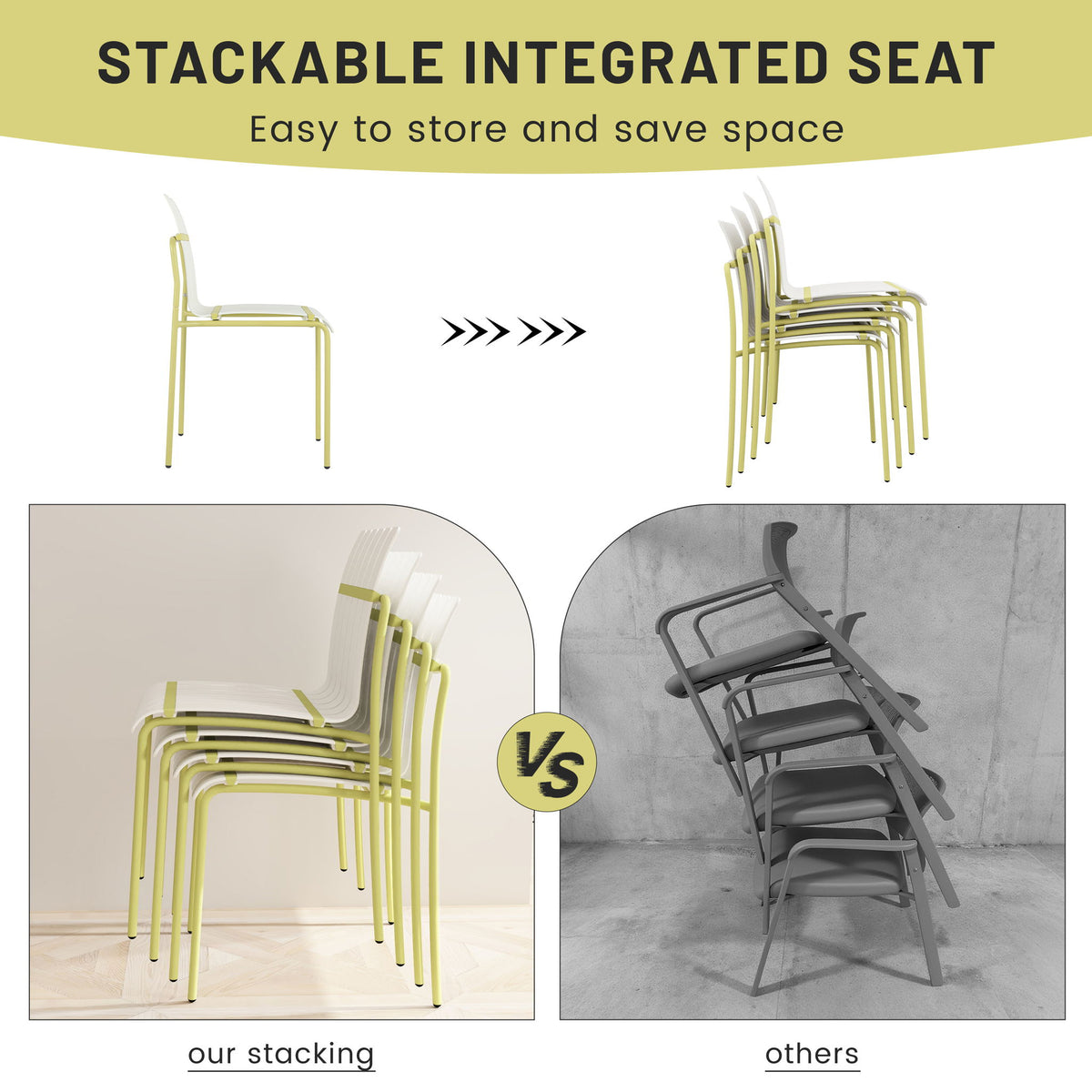 4 Piece Set Of Modern Color Block Designed Single Chairs With Folding Square Table