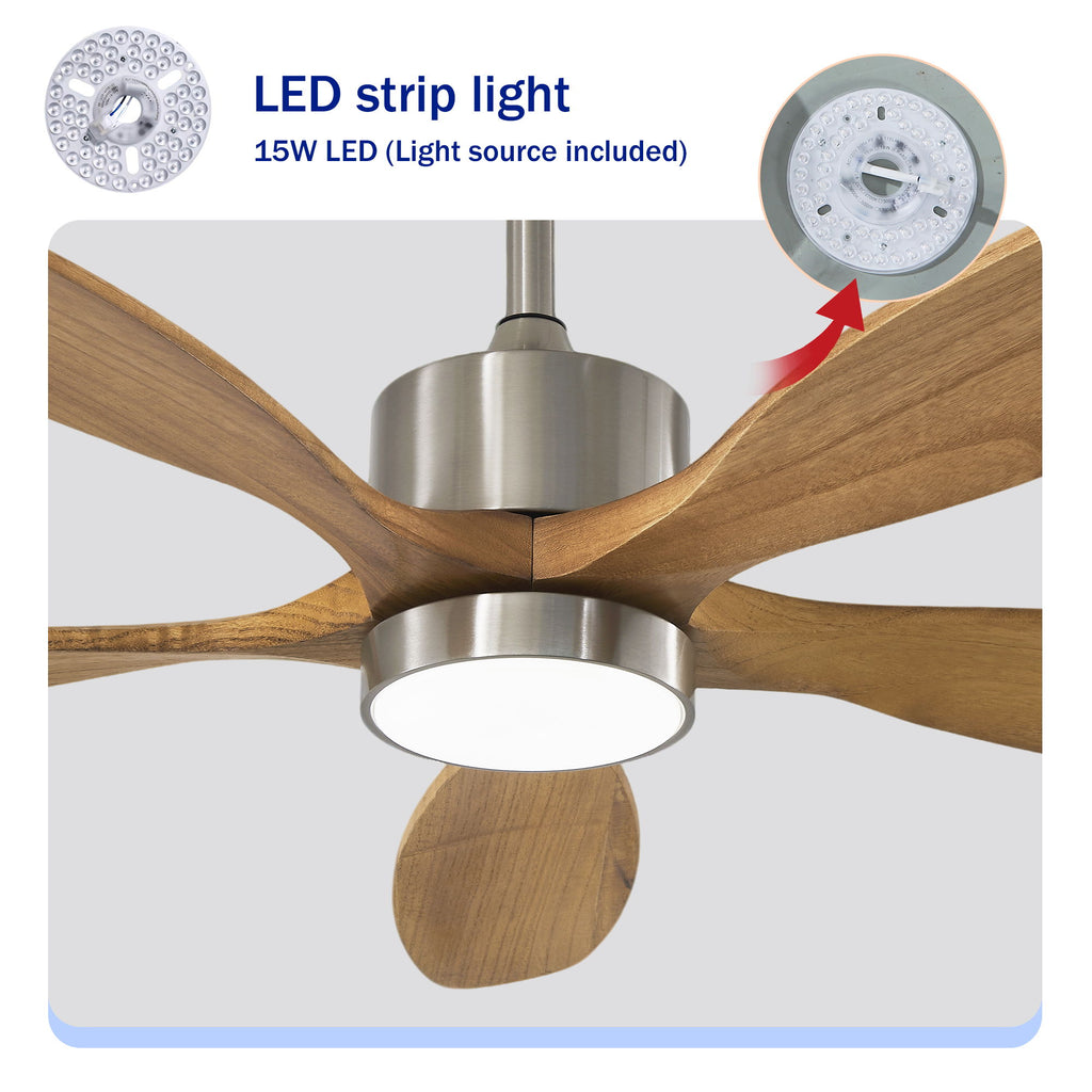 Ceiling Fan With Lights Quiet DC Motor Ceiling Fans 6 Speed Levels - Nickel