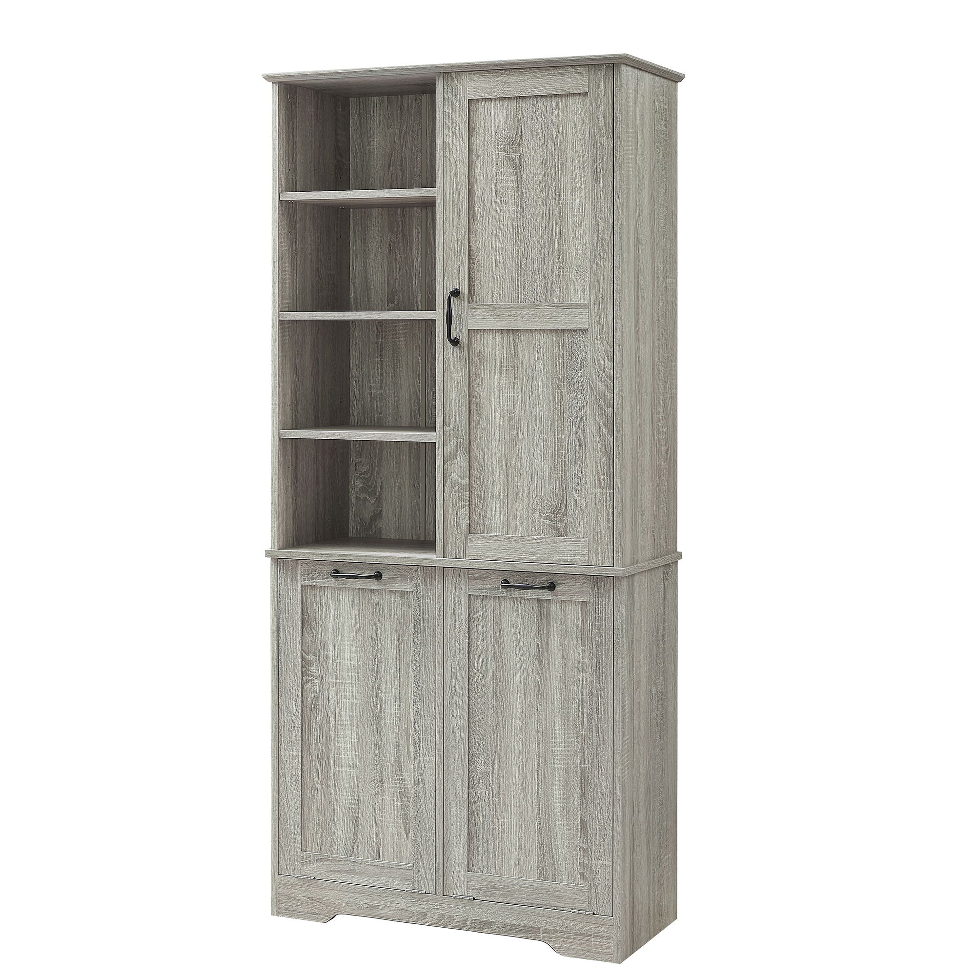 Freestanding Bathroom Storage Cabinet With Doors And Drawers, Adjustable Shelves, Tilt-Out Laundry Hamper