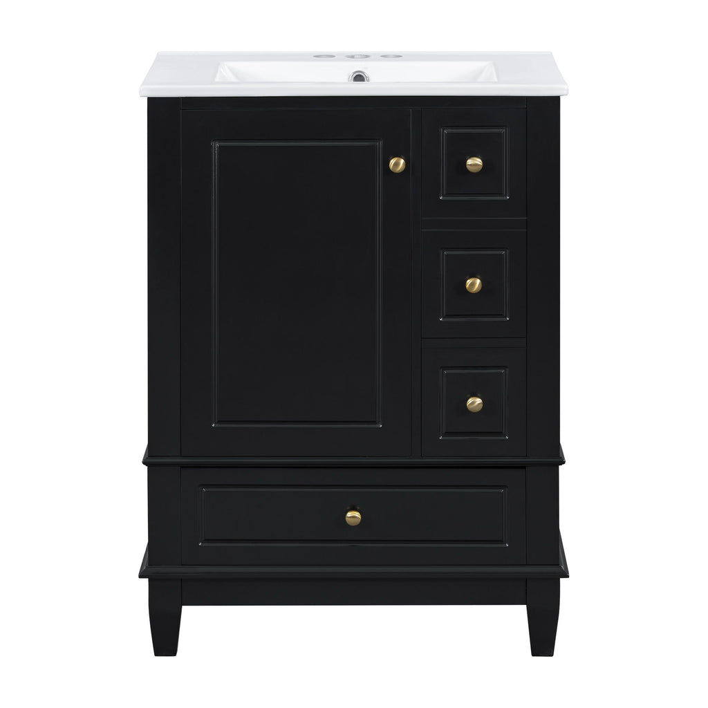Modern Bathroom Vanity With Sink, Freestanding Cabinet With Drawers And Storage Shelves
