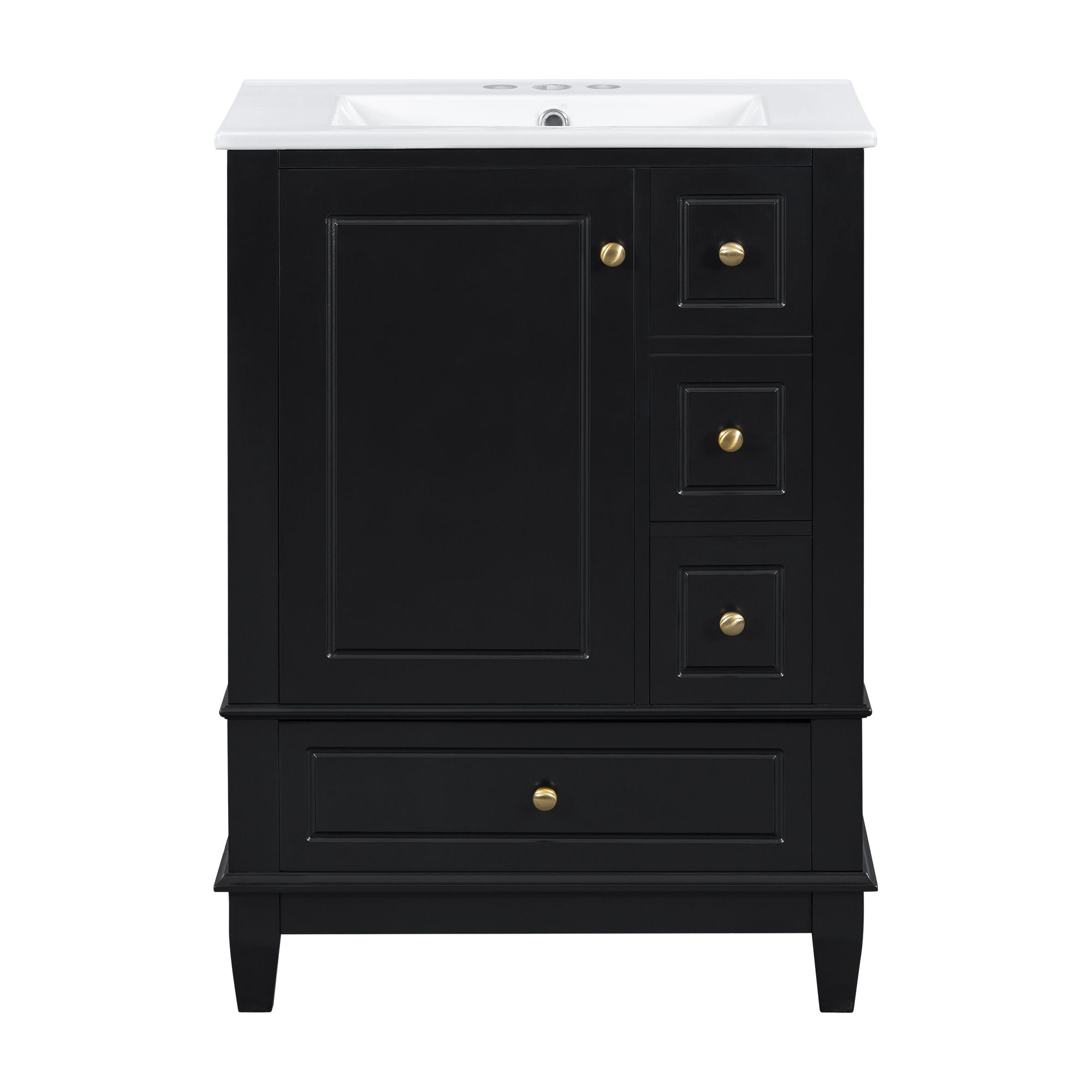 Modern Bathroom Vanity With Sink, Freestanding Cabinet With Drawers And Storage Shelves