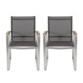 Poetic - Outdoor Dining Chair With Faux Wood Arms And Aluminum Frame (Set of 2) - Gray