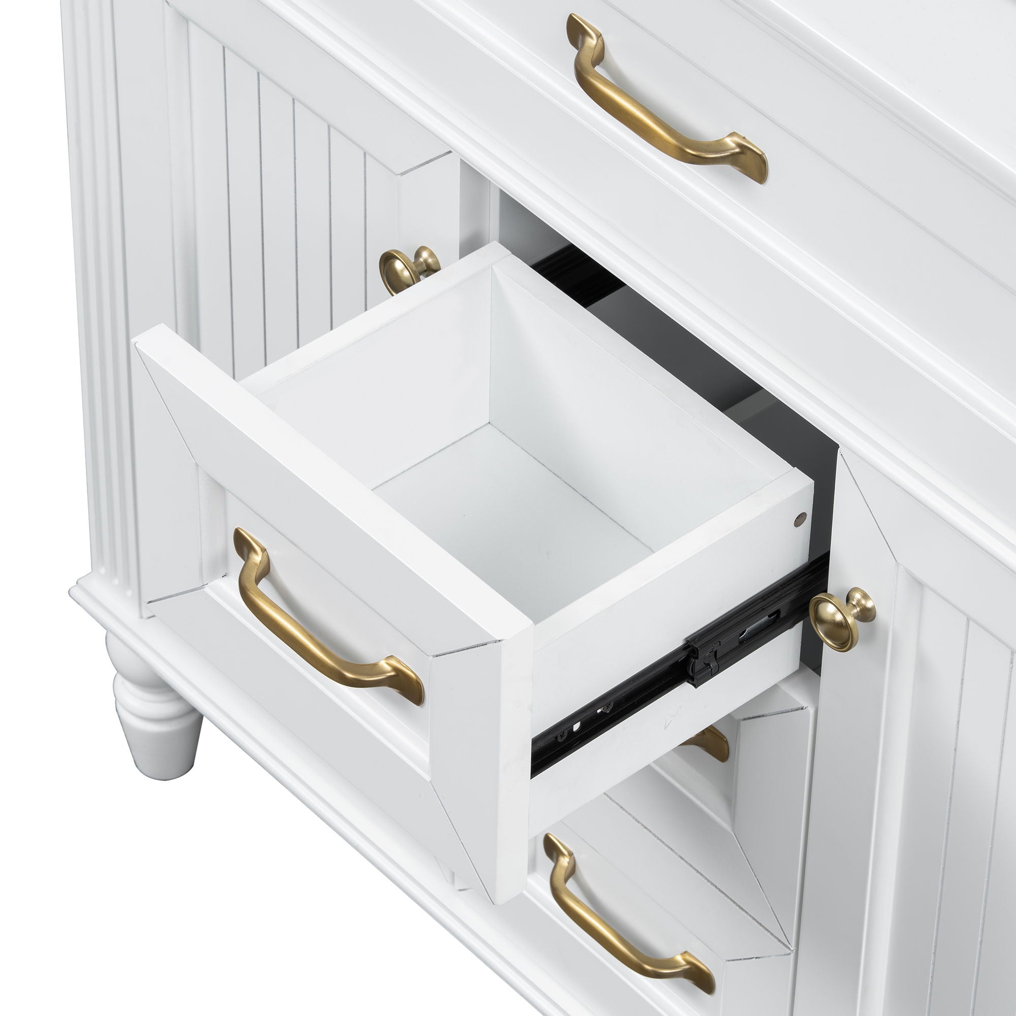 Bathroom Vanity With Sink, Flip-Out Top Drawer, Soft Close Doors, 2 Storage Drawers