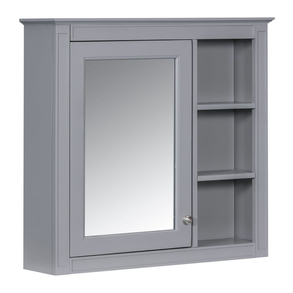Bathroom Vanity With Top Sink, Freestanding Storage Cabinet With 2 Doors And 3 Drawers, Mirror Cabinet Included - Gray