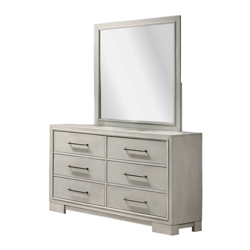 Dresser With Square Legs And Sleek Handles - Antique White