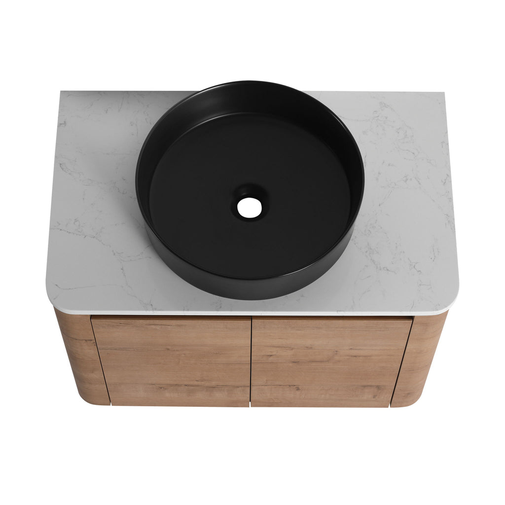 Wall Mounted Bathroom Vanity & Art Sink & 1 Soft Close Door
