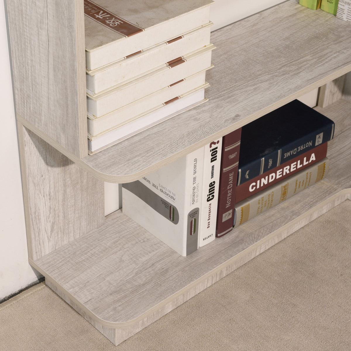 Extended Corner Bookshelf For Living Room - Light Gray
