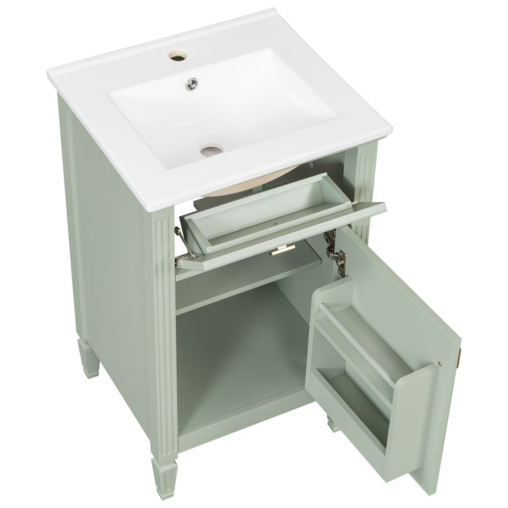 Bathroom Vanity With Sink, Adjustable Shelf, Tilt-Out Drawer