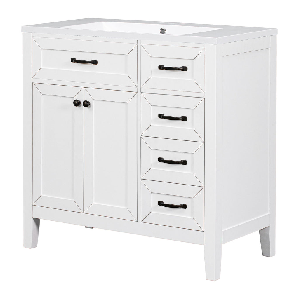 Modern Bathroom Vanity With Sink, Freestanding With Drawers And Doors