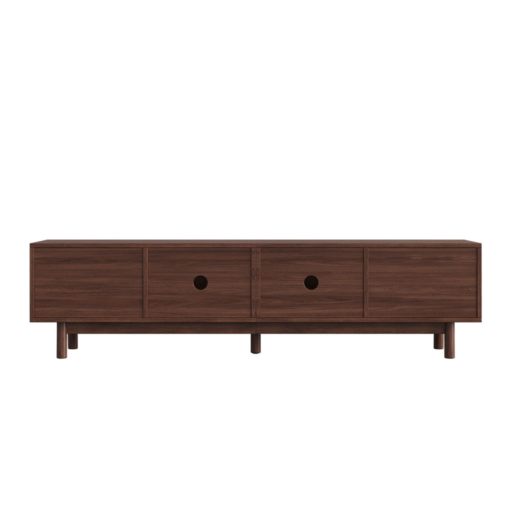 TV Stand With Sliding Doors And 2 Drawers For Living Room - Dark Brown