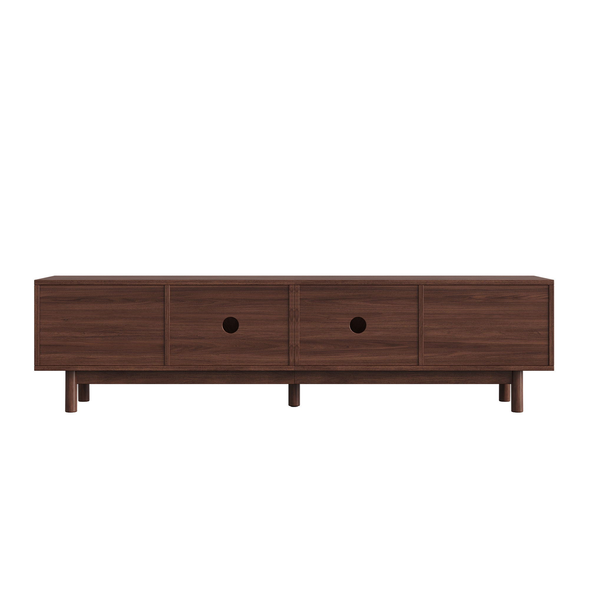 TV Stand With Sliding Doors And 2 Drawers For Living Room - Dark Brown