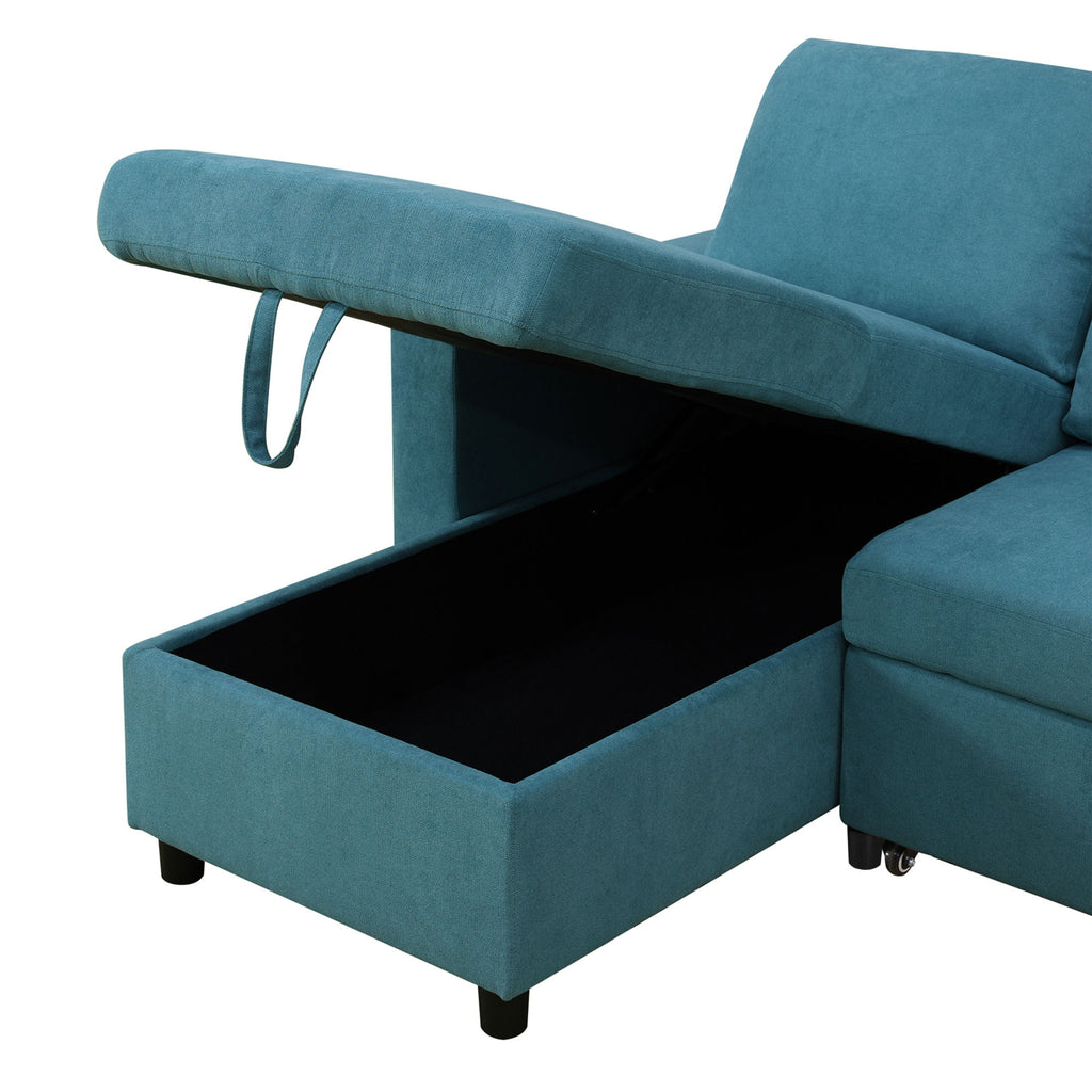 L - Shaped Convertible Sofa Bed With Storage Chaise