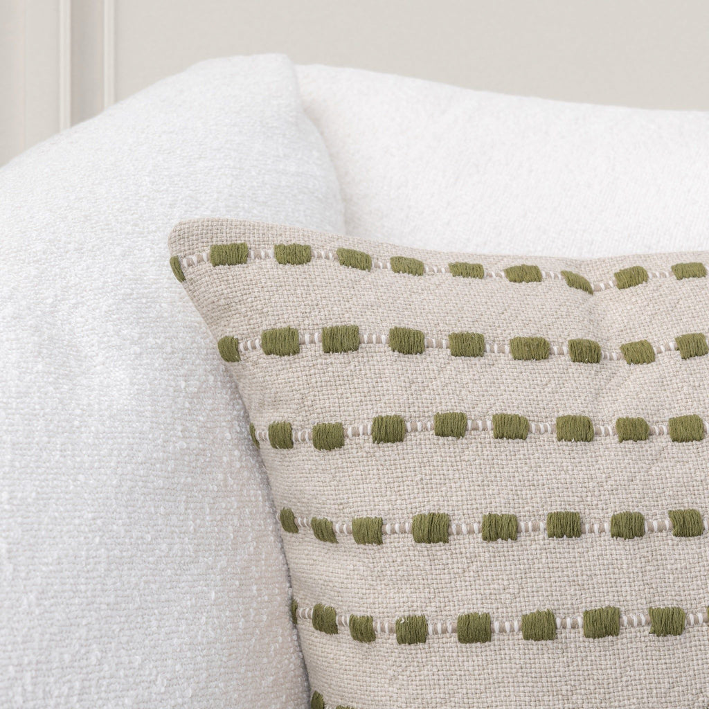 Katia - 20" x 20" Pillow - Natural / Olive Green