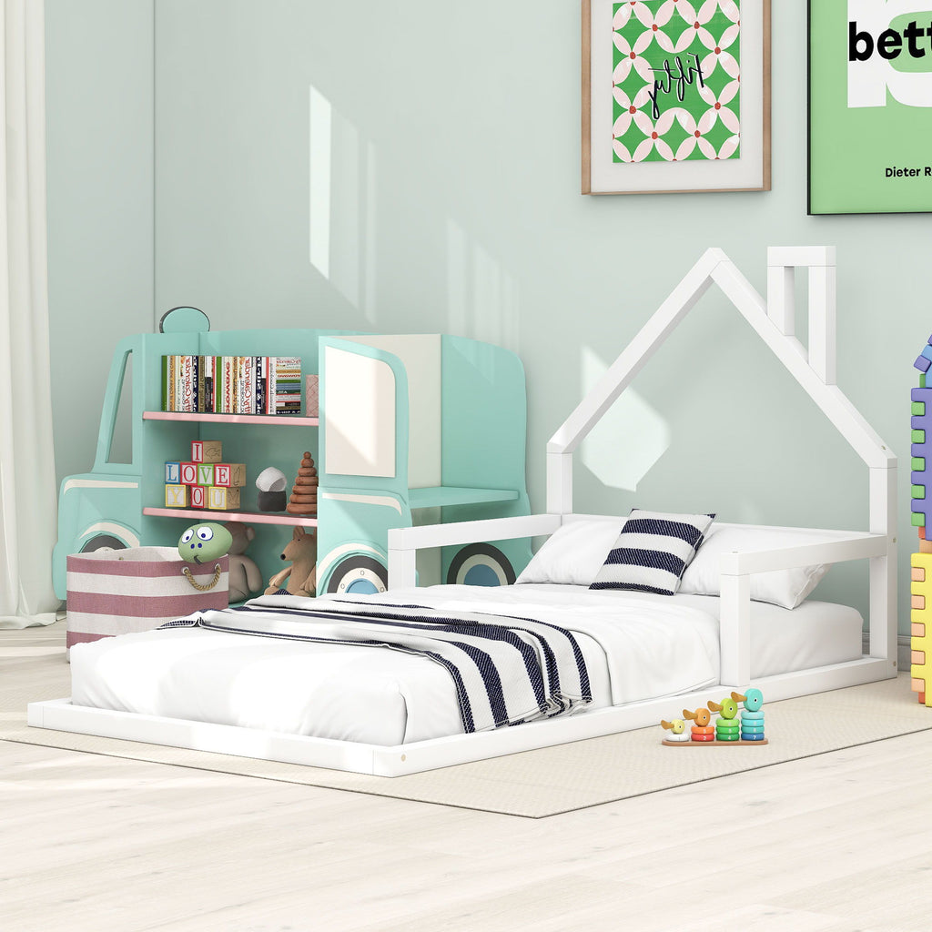Floor Bed With House Shaped Headboard