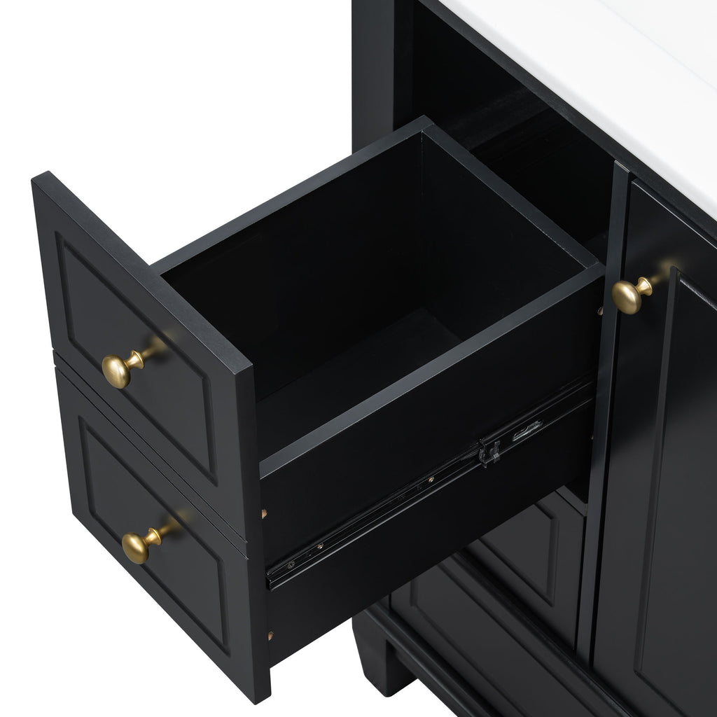 Freestanding Bathroom Vanity With Sink, Soft Close Door, 3 Drawers