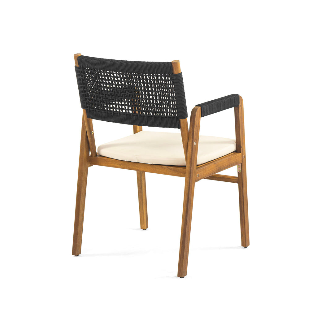Outdoor 3 Pieces Acacia Wood Dining Set With Cushions