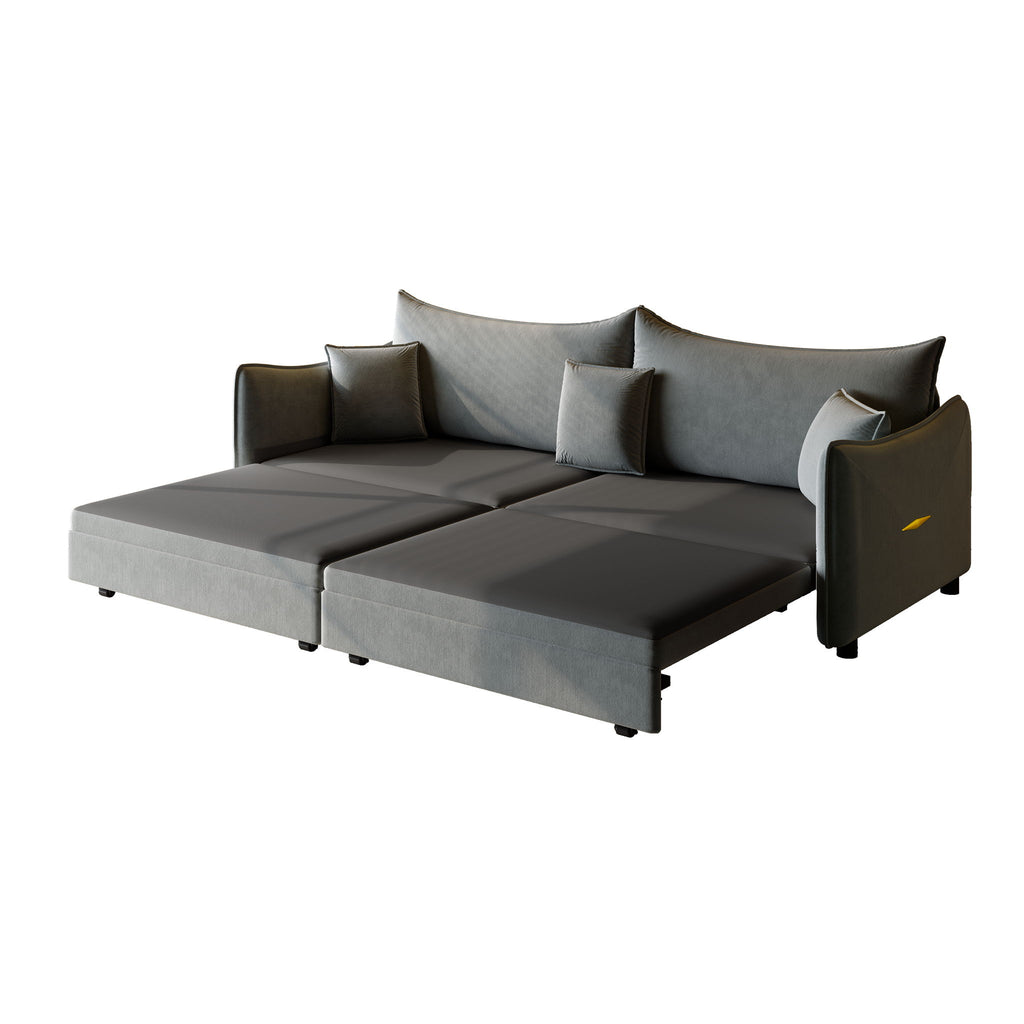 King Pull Out Sofa Bed, 3-In-1 Convertible Bed With 3 Pillows