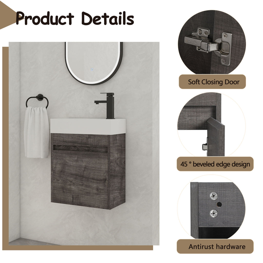 Sink Floating Bathroom Vanity With Soft Close Cabinet Door