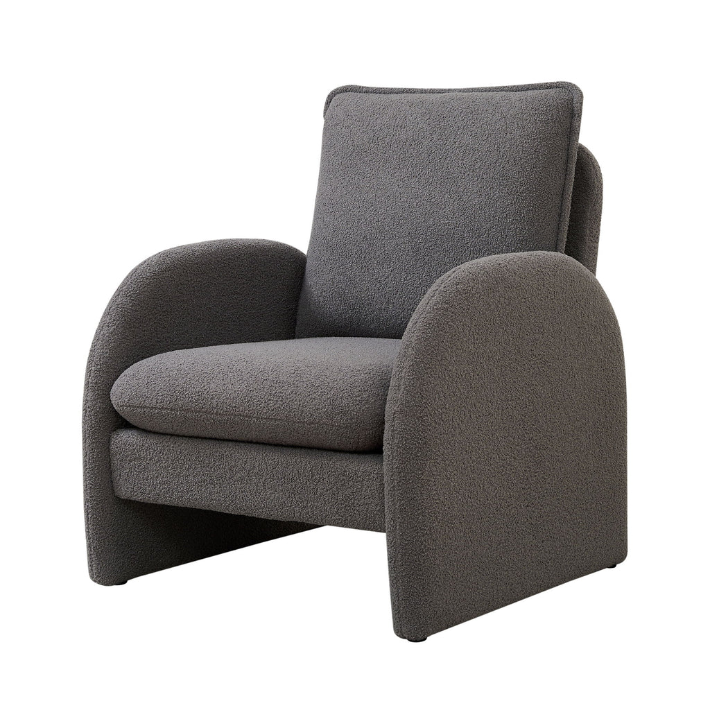Modern Sherpa Upholstered Accent Chair, Comfortable Living Room Armchair, Lounge Chair For Bedroom, And Office