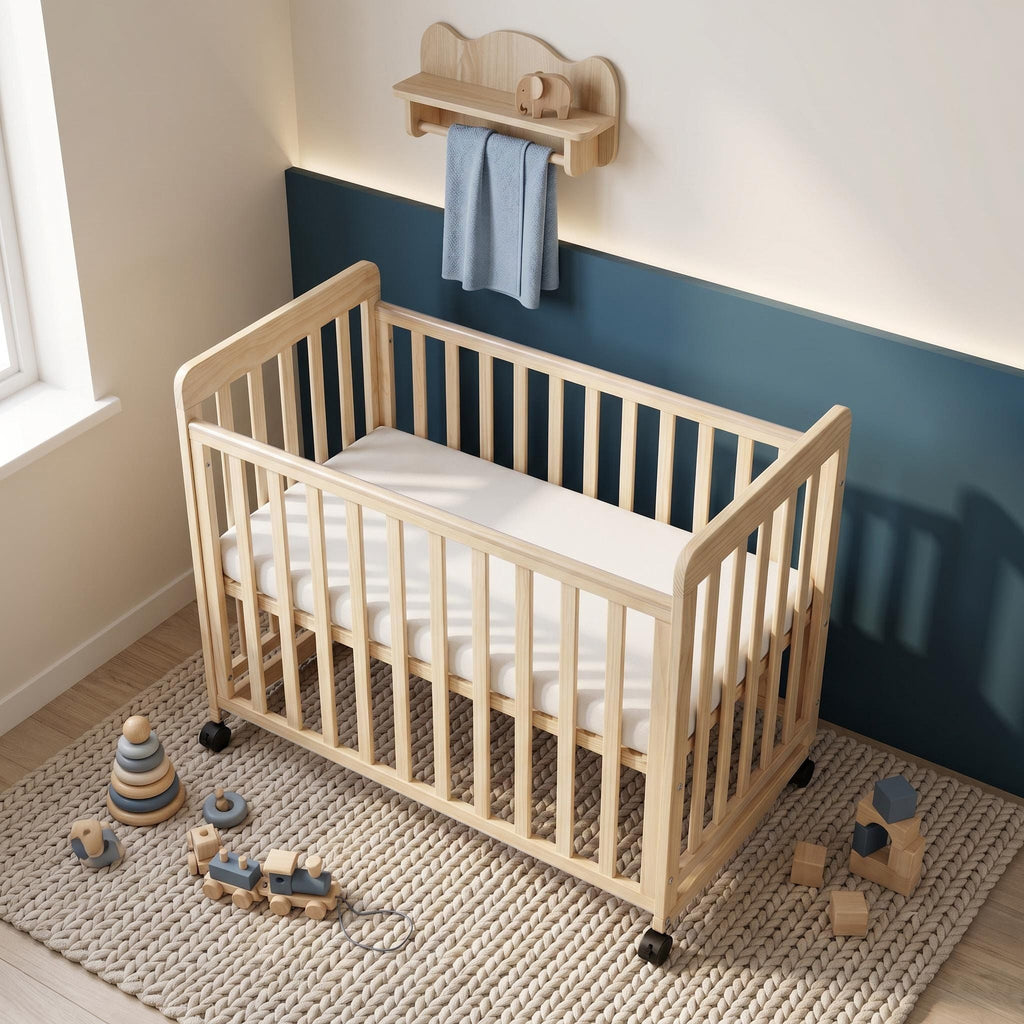 Portable Bedside Bassinet With 3 Adjustable Heights, Mini Crib For Newborns - Natural Wood
