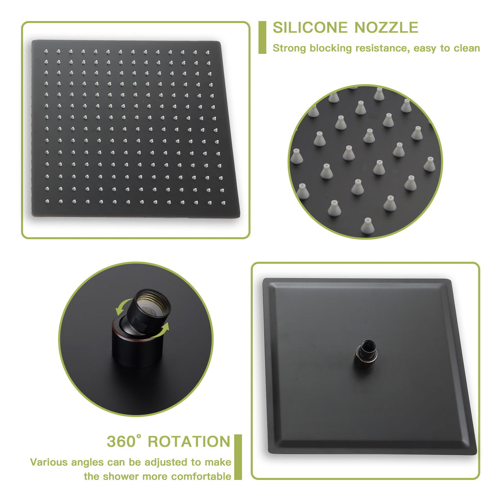 Modern Shower System With Waterfall Tub Spout, 12" Ceiling Mount Square Shower
