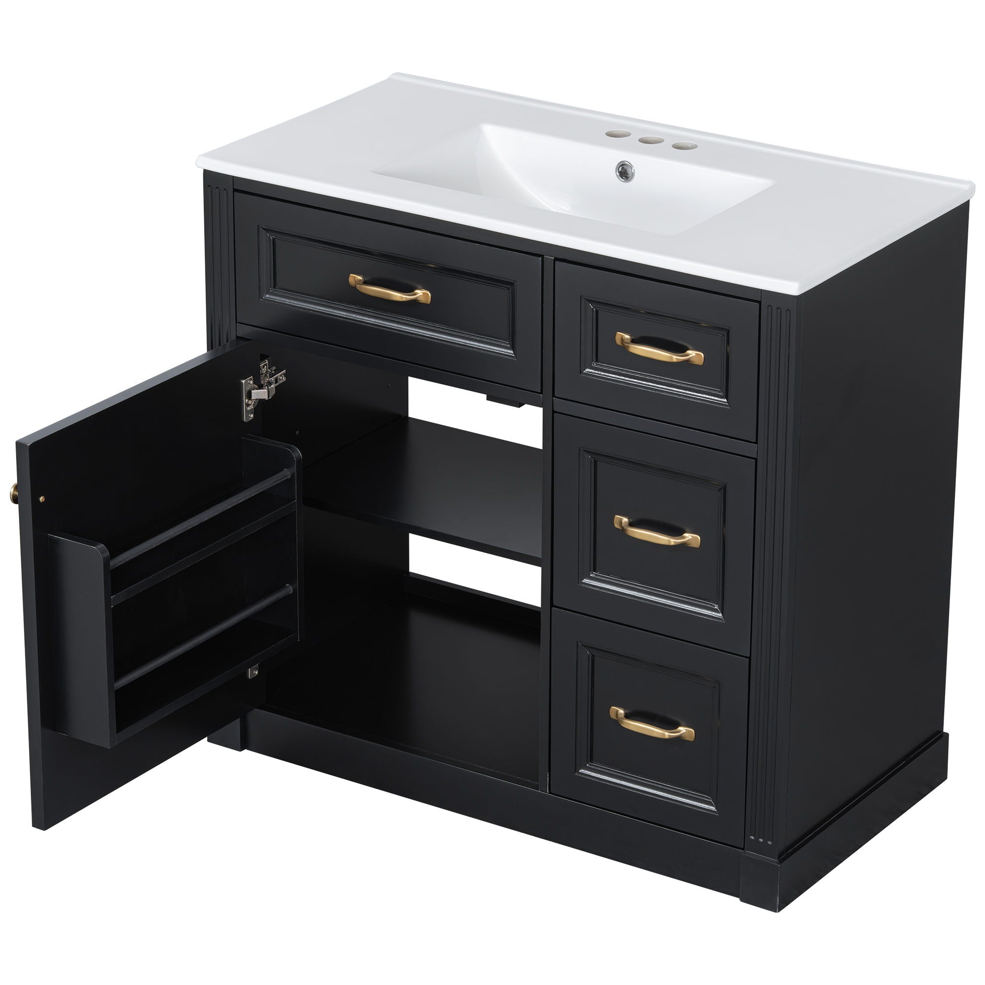 Modern Bathroom Vanity With Sink, 4 Drawers, Soft-Close Door, Adjustable Shelf
