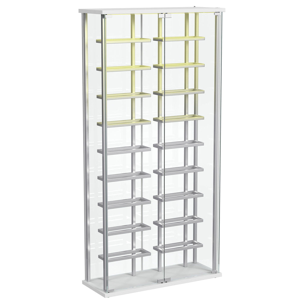 Wine Storage LED Curio Cabinet - Chrome