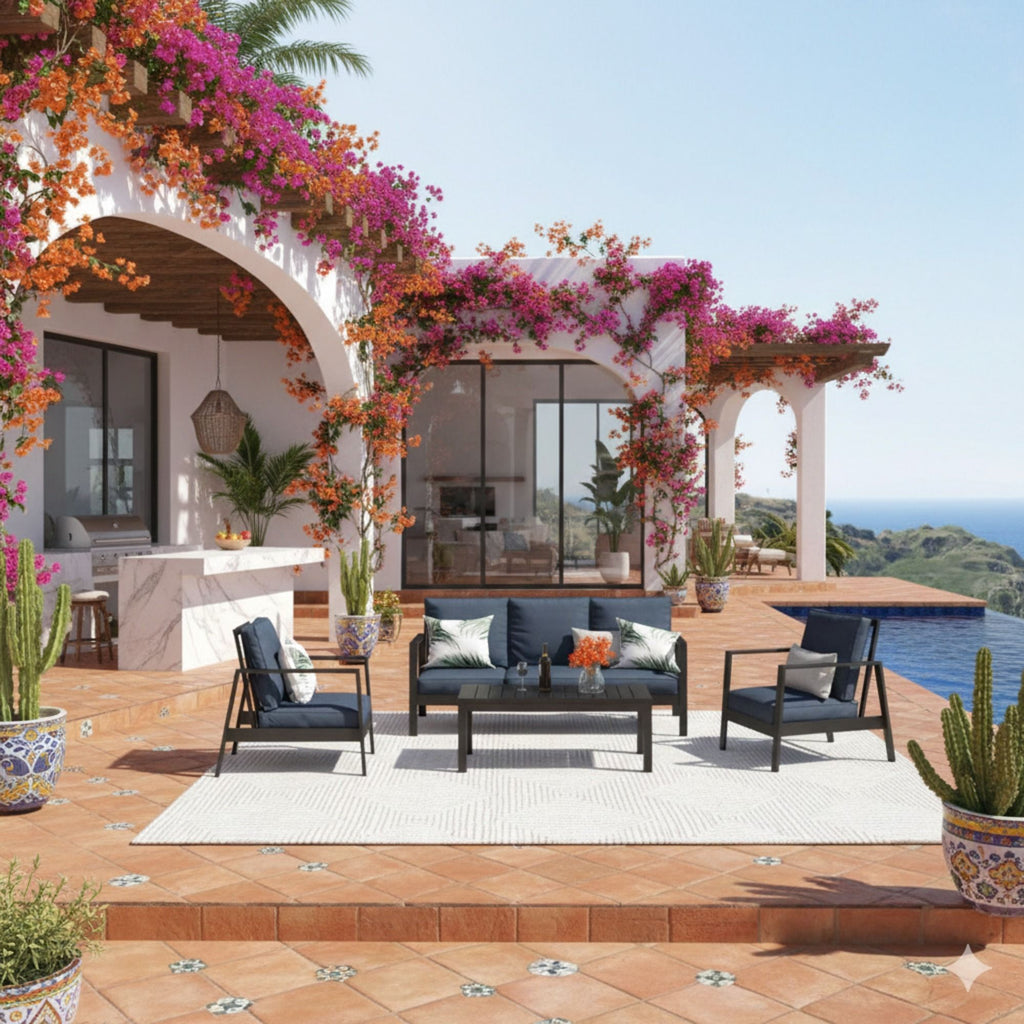 Modern 5 Seat Outdoor Patio Furniture Set With Coffee Table