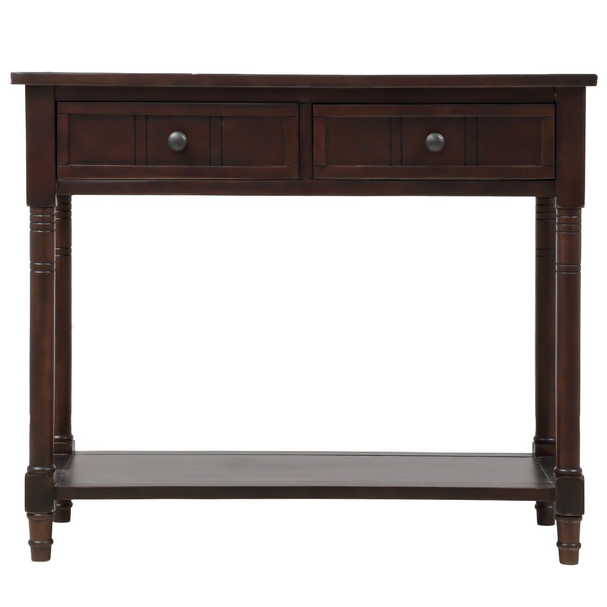Hearth & Haven Emily Daisy - Console Table With 2 Drawers And Bottom Shelf - Espresso
