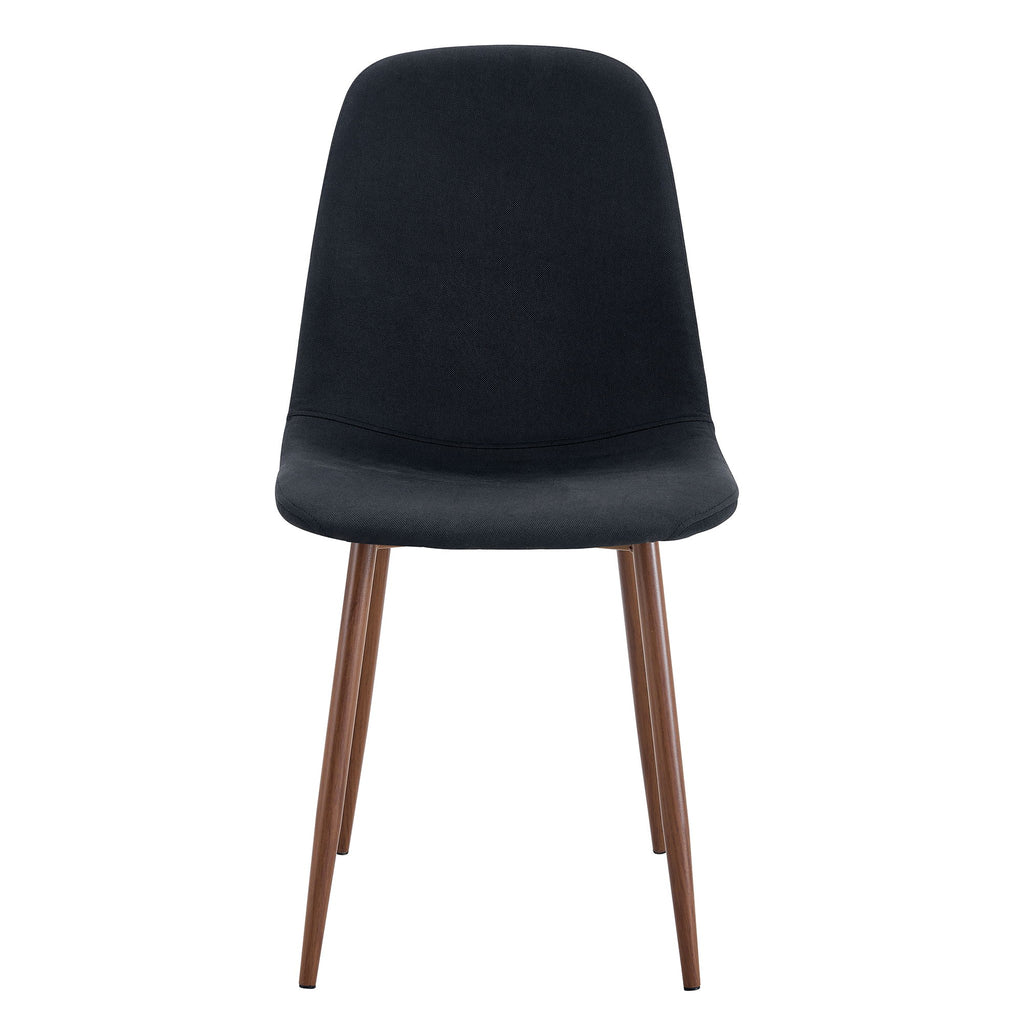 Luxury Simple Chair (Set of 4) Linen Cotton High Resilience Dining Chair With Metal Color Leg - Black / Walnut