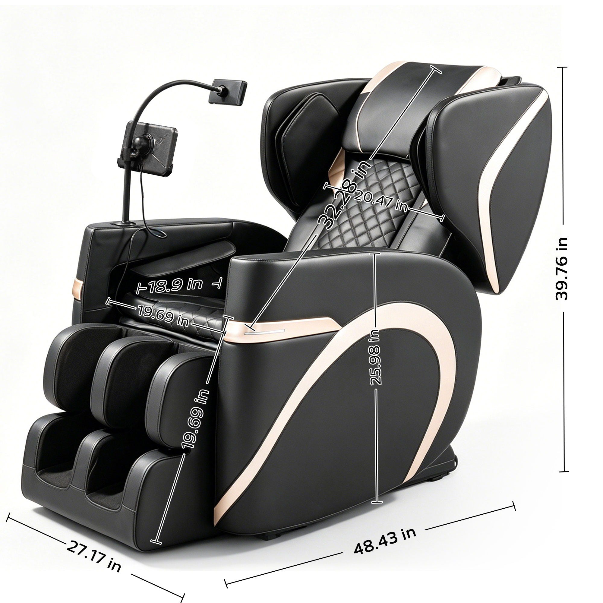 Massage Chair Recliner & Zero Gravity, Full Body Air Pressure - Black