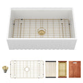 Workstation, Single Bowl Apron Front Kitchen Sink - White
