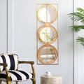 3 Mirror Piece Wall Mirror InRectangular Frame, Home Wall Decor For Bedroom Living Room - Brown