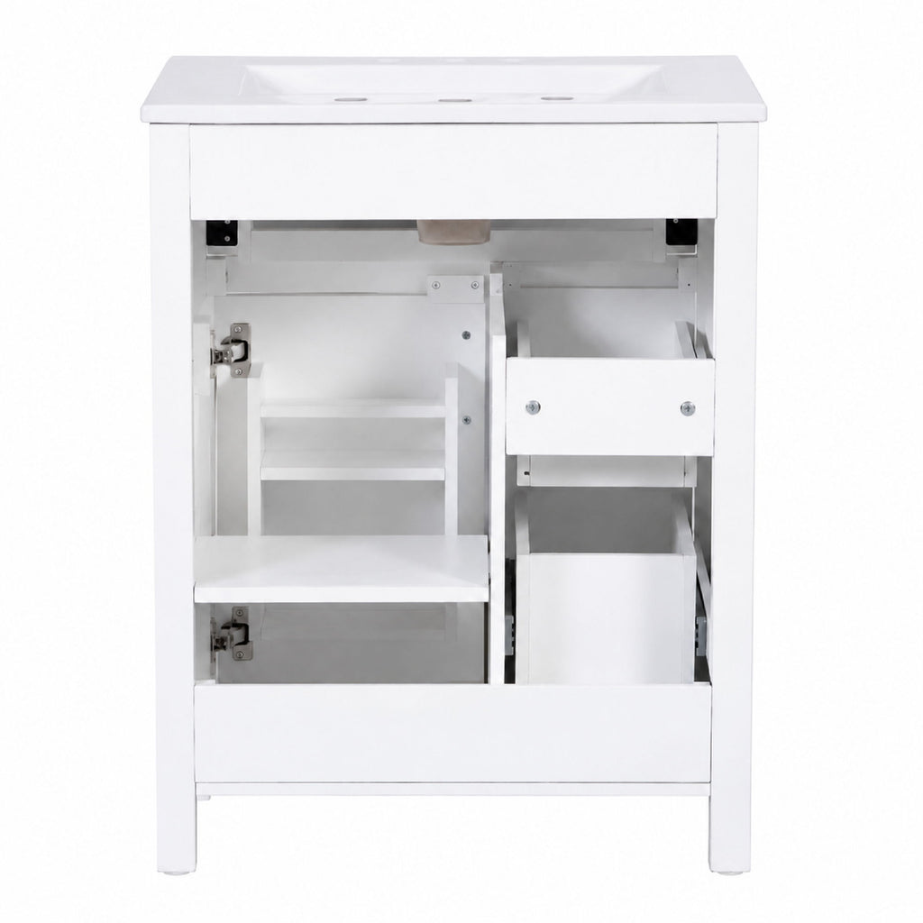 Modern Bathroom Vanity With Sink, Flip Drawer & 2 Drawers, Soft Close Hinges, Adjustable Shelf