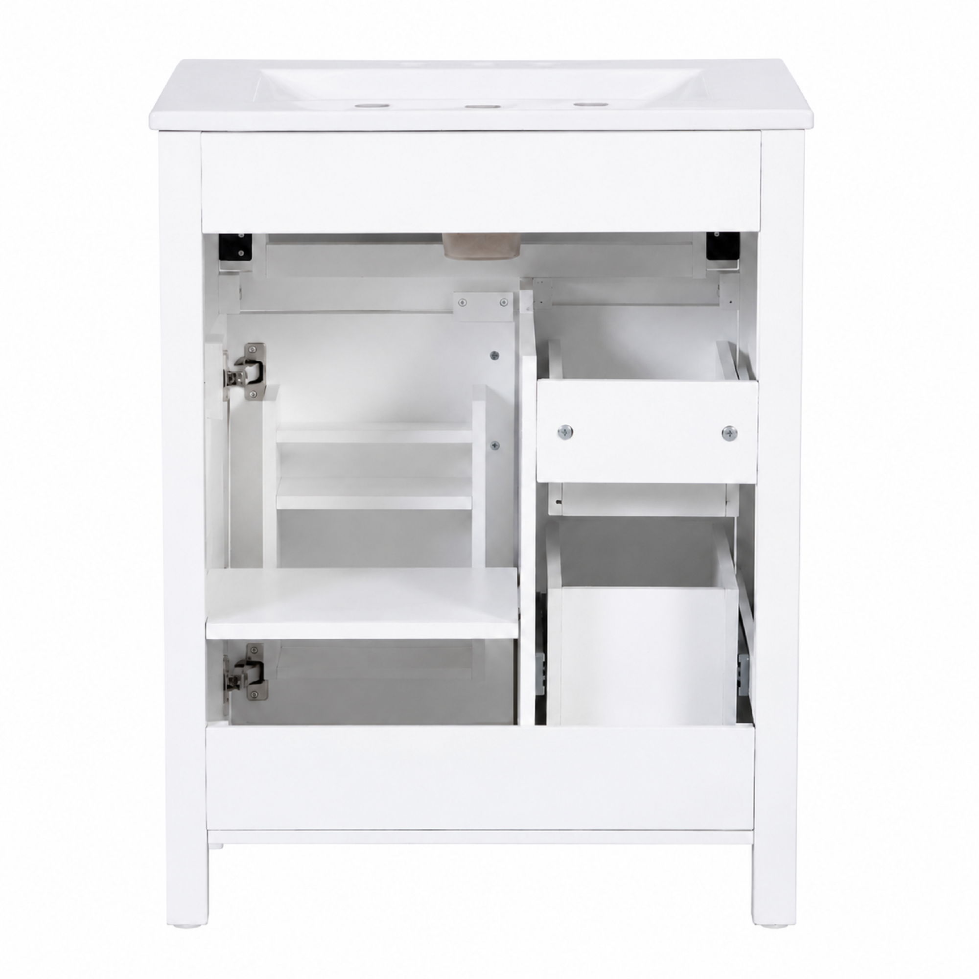 Modern Bathroom Vanity With Sink, Flip Drawer & 2 Drawers, Soft Close Hinges, Adjustable Shelf