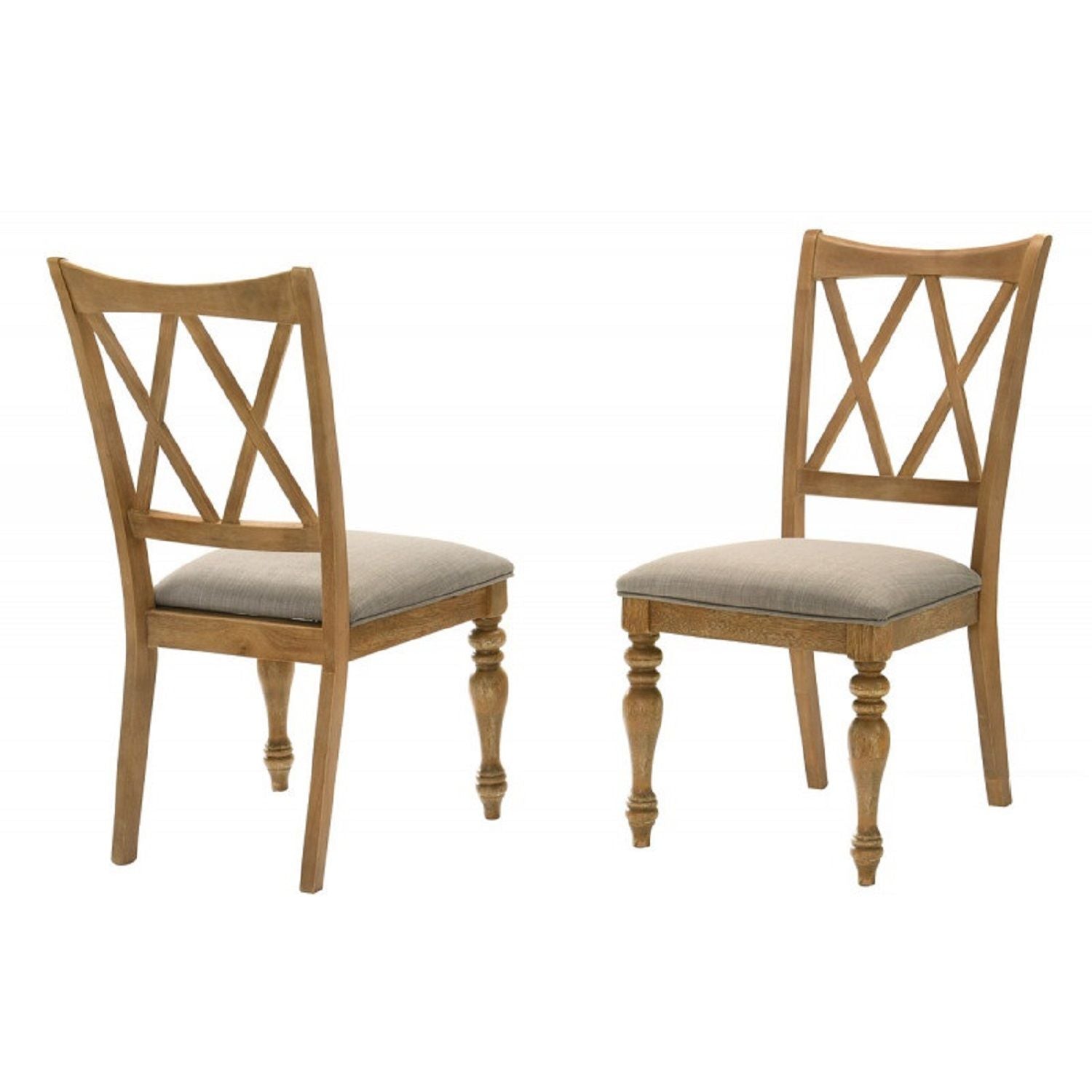Dining Chair, Double X Back Kitchen Chairs (Set of 2) - Brown