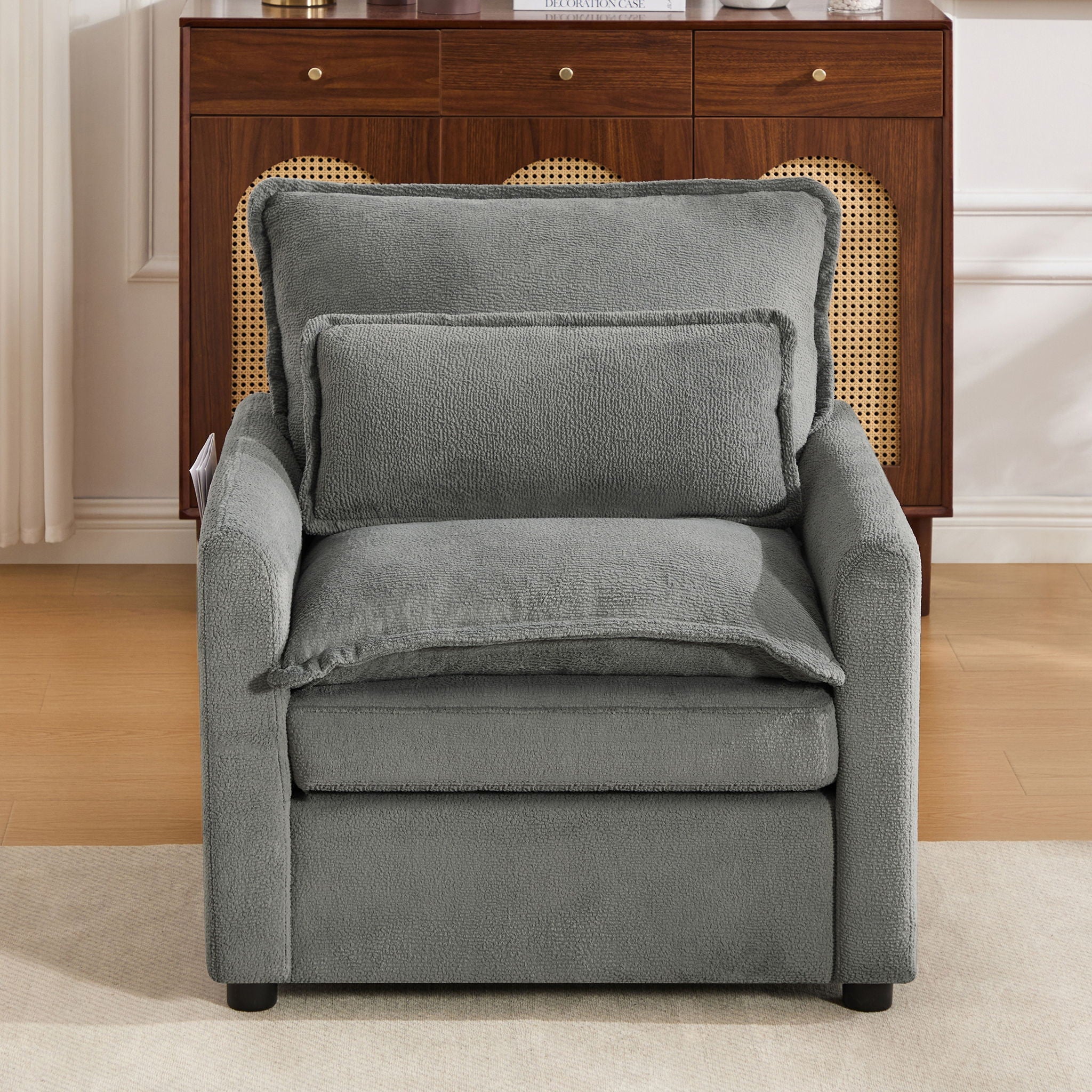 Modern Single Seat Accent Chair With Side Storage Pockets