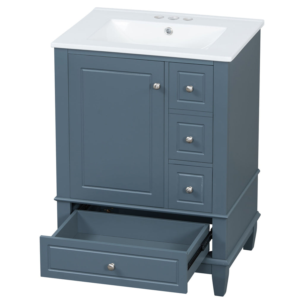 Modern Bathroom Vanity With Sink, Freestanding Cabinet With Drawers And Storage Shelves