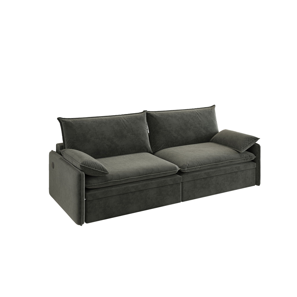 4 Seat Convertible Sleeper Sofa Bed, Modern With Storage