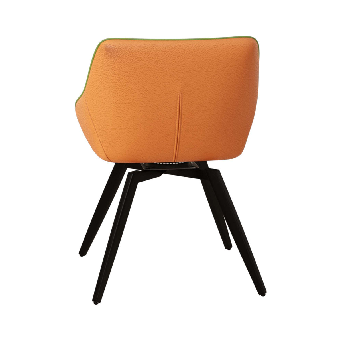 Medieval - Modern Kitchen Dining Chairs (Set of 2) With Black Metal Legs 360° Rotate - Green / Orange