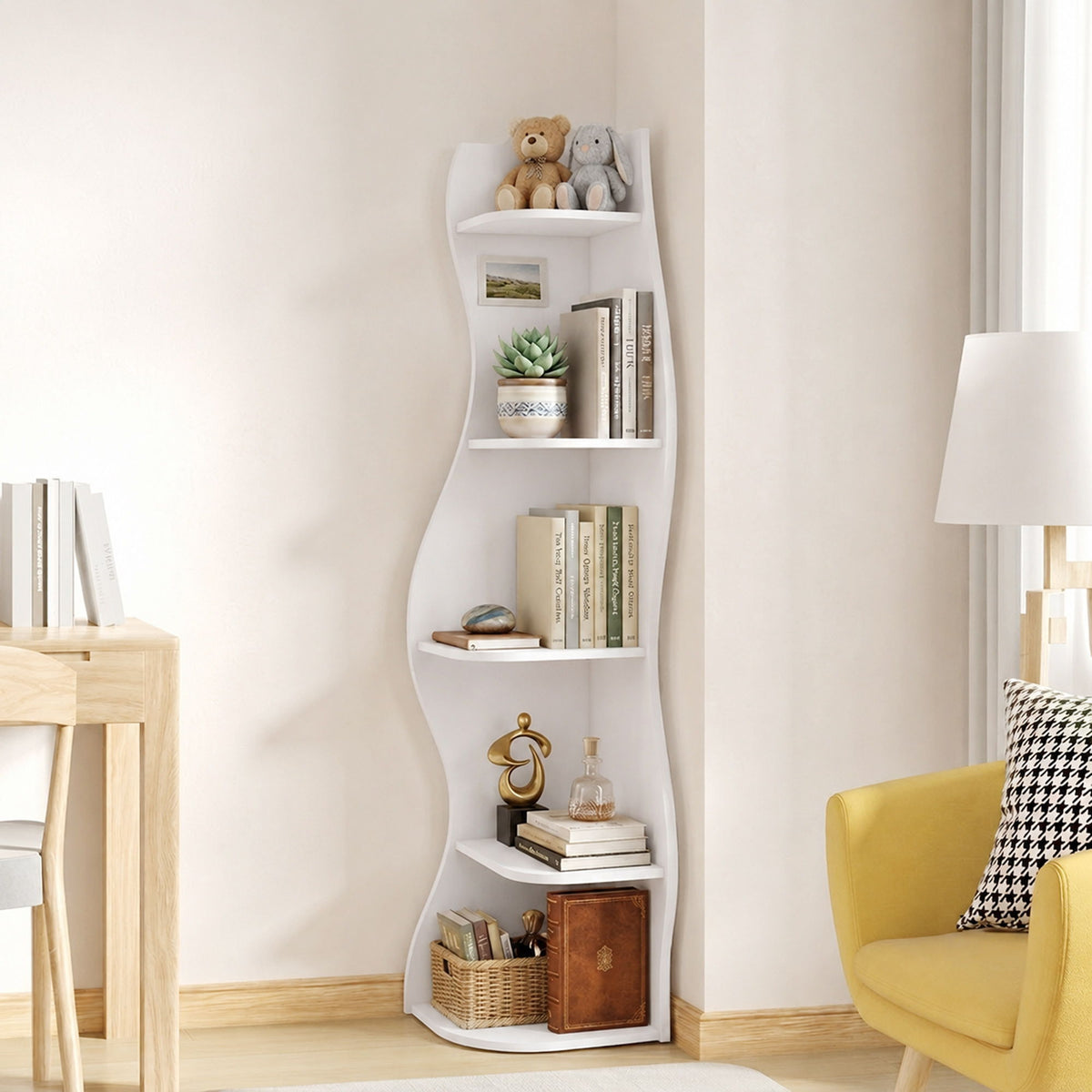 5 Tier S - Shaped Corner Shelf For Living Room