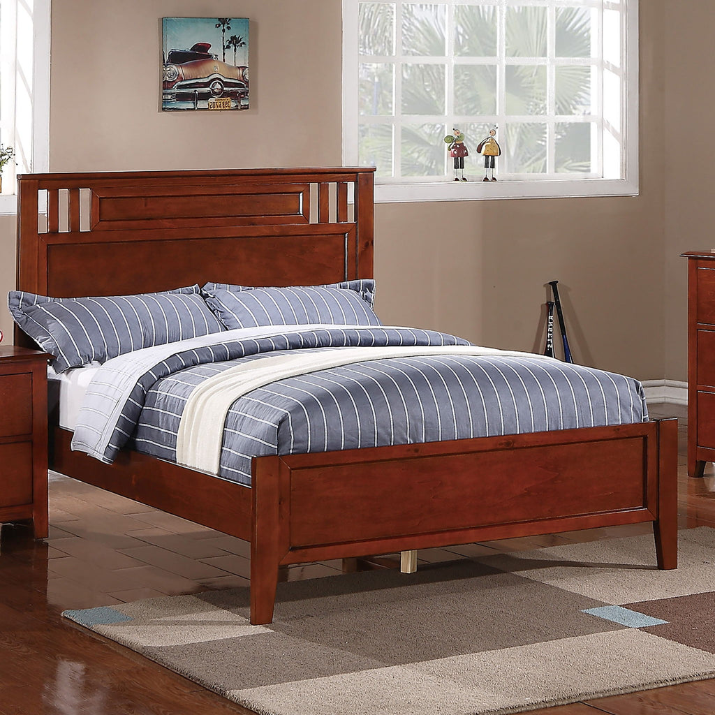 Simple Frame With Headboard And Vertical Carved Design