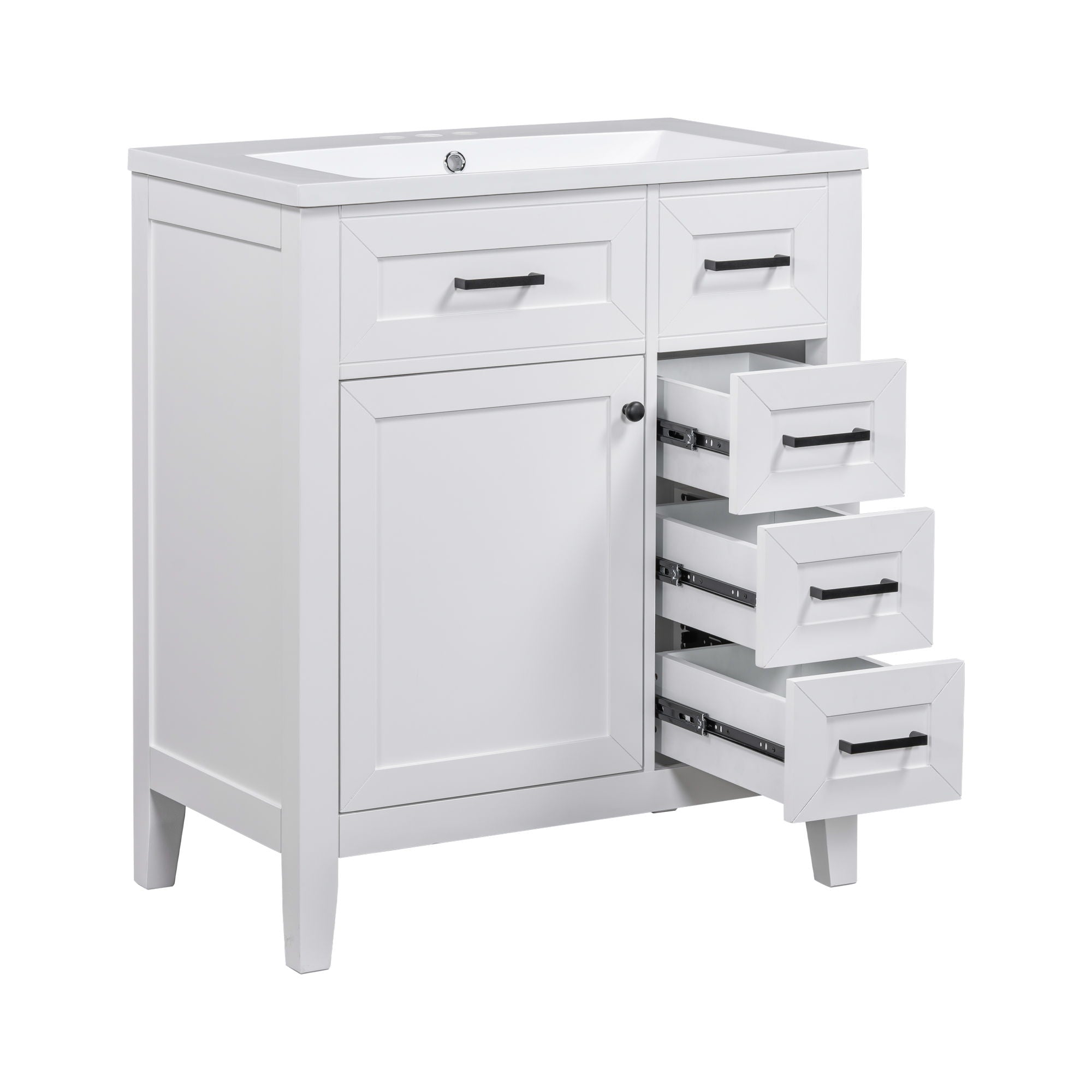Modern Bathroom Vanity With Sink Combo, 3 Drawers, Undermount Drop-In Sink