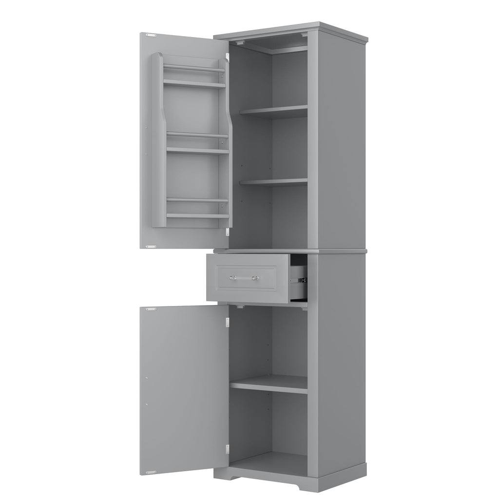 Tall Freestanding Bathroom Storage Cabinet With Adjustable Shelf, 2 Door Design