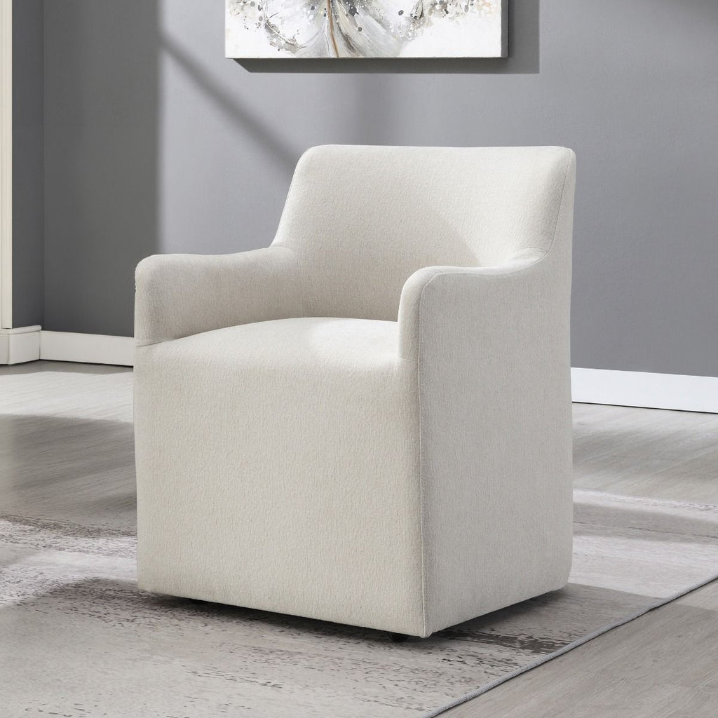 Cafell - Arm Chair With Swivel Casters - Cream